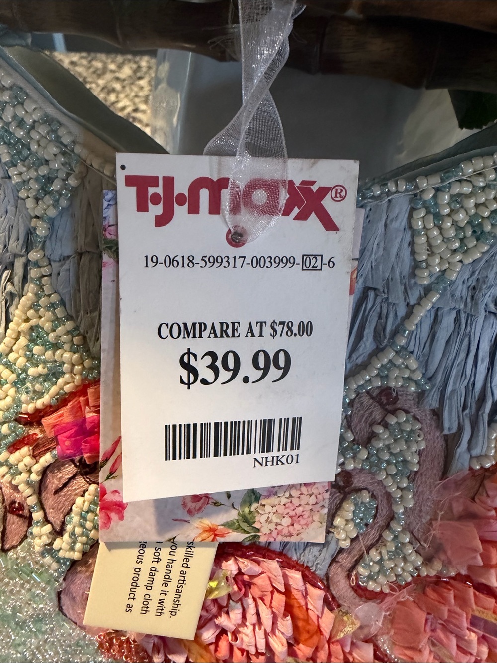 T.J.Maxx Beaded Flamingo Clutch in Pink and Light Blue - Picture 5 of 5